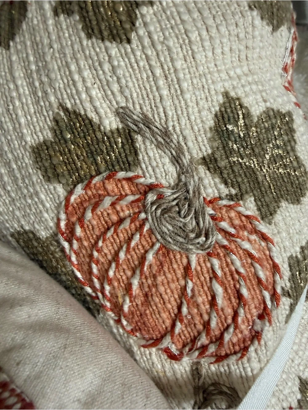 Gardeners Eden Decorative Throw Pillow Set - pumpkin and autumn colors/stitching